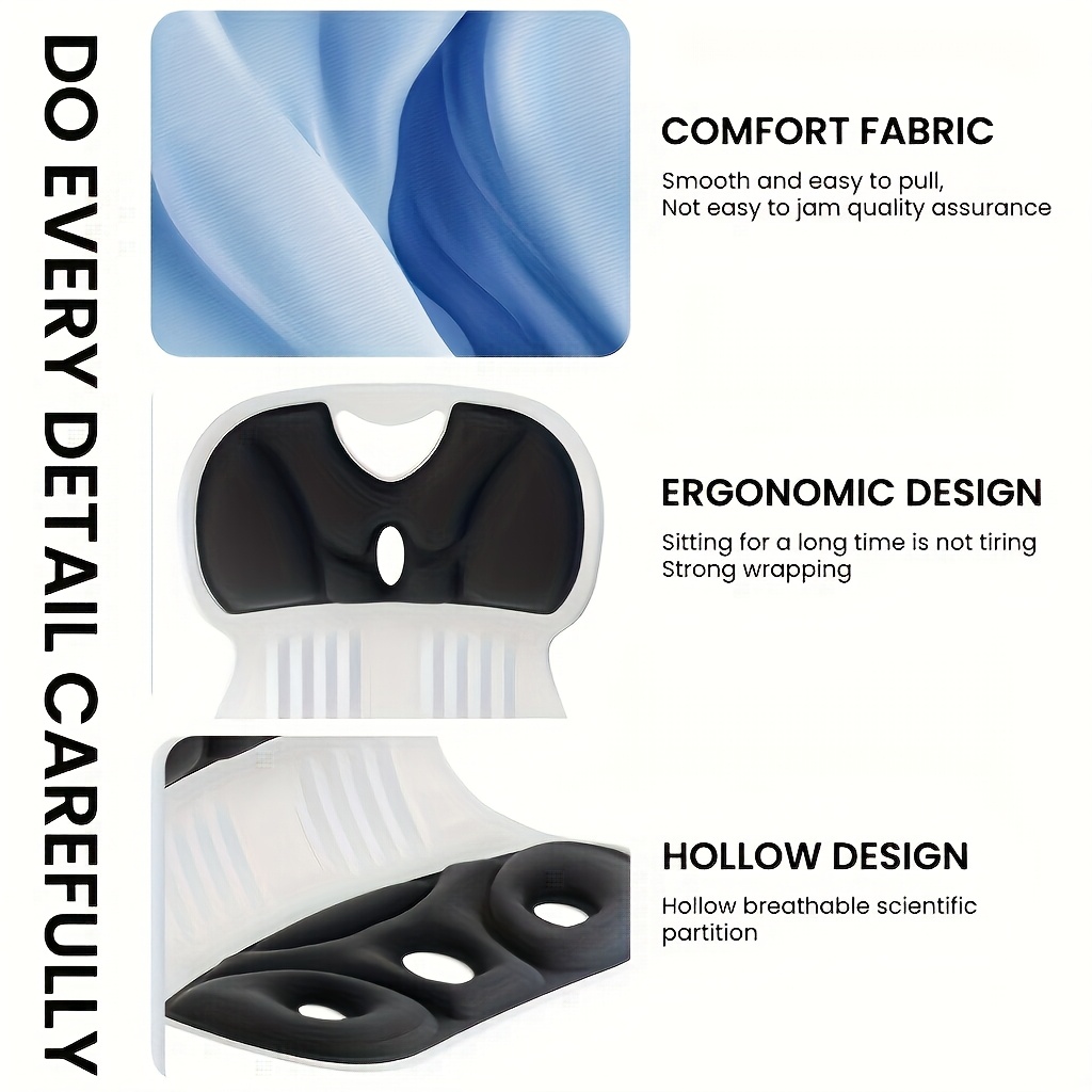 ergonomic lumbar support pillow anti   back cushion for study tv breathable washable nylon cover multi purpose non electric seat cushion with pressure   posture support black gray posture     durable construction Product details 4