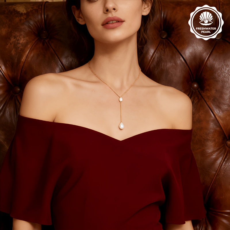 Women's Luxury Teardrop Y-Shape Necklace, Elegant Design