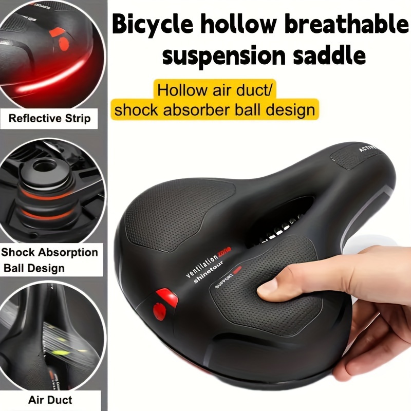 

Breathable Mountain Bike With Comfort Cushioning Ball - Shock-absorbing, Comfortable Cycling Seat For Riding , Pu Material, Black