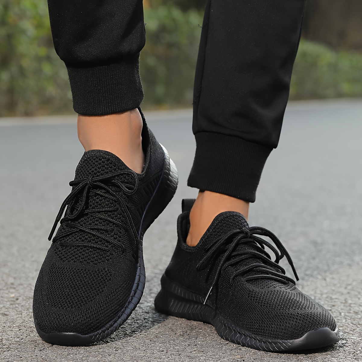 zapatillas de malla negra para hombre transpirables