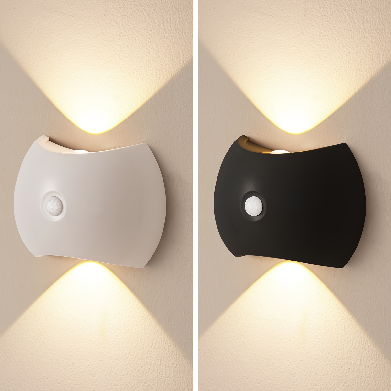 Lámpara de pared LED recargable con sensor de movimiento | Lámpara de noche inteligente para dormitorio, residencia estudiantil, escaleras, armario, encendido/apagado automático, recargable por USB, estilo moderno