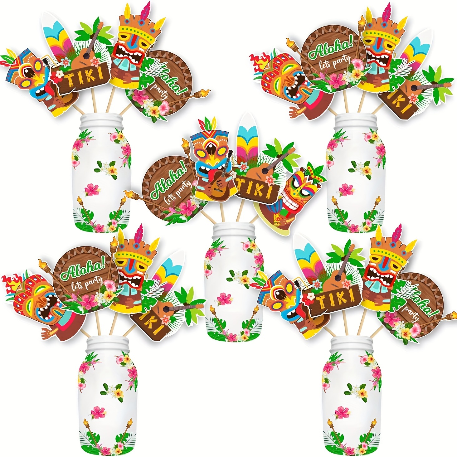 Hawaiian Tropical Party Decoration Set Luau Tropical Party - Temu