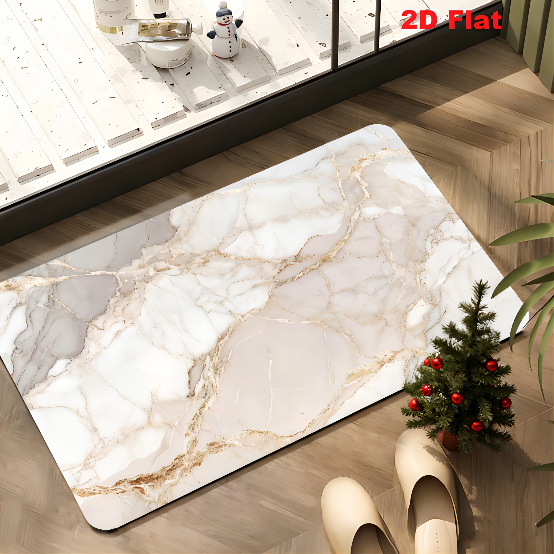 TEMU 2d Flat, 2d Flat, 1pc Brown Marble Pattern Diatomaceous Earth Bathroom Mat - Super Absorbent, Quick-drying, Non-slip Carpet, Suitable For