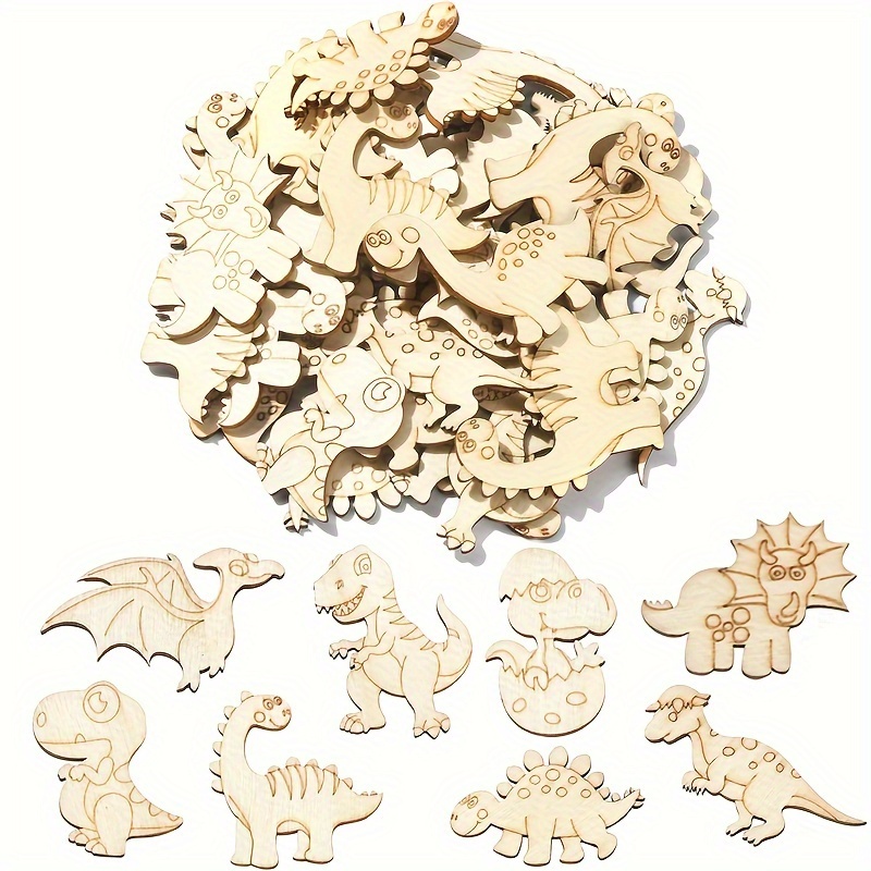 

25pcs Paintable Diy Wooden Cutouts Set For Decor & Ornaments -