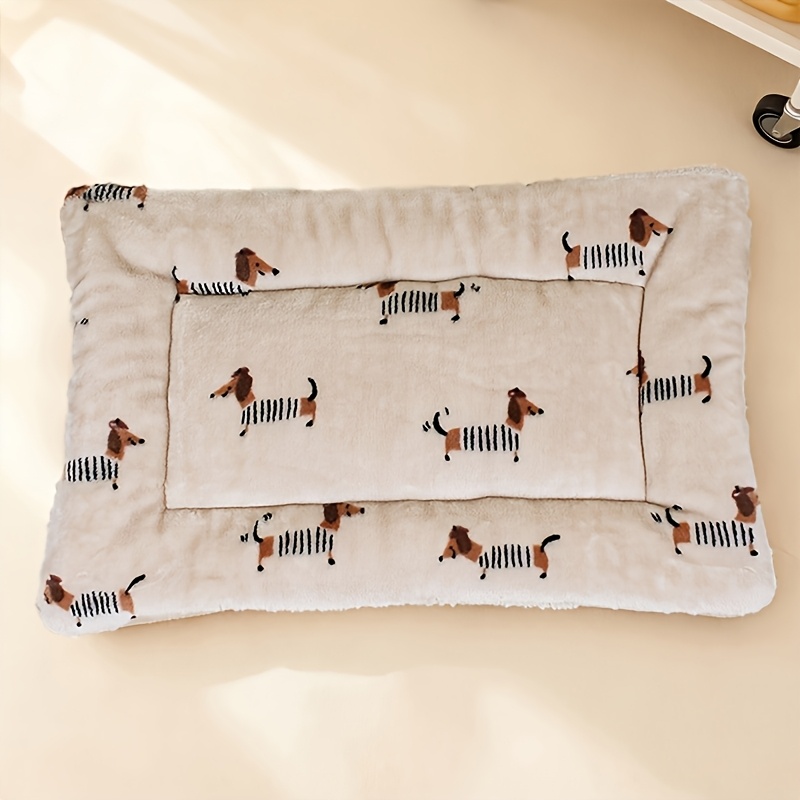 Image of 1pc Winter Pet Bed, Fleece Sleeping Mat, Double-sided Use, Cartoon Pet Bedding, Machine Washable, Suitable For Small To Large Cats And Dogs, Indoor Use, Christmas Gift For Pets