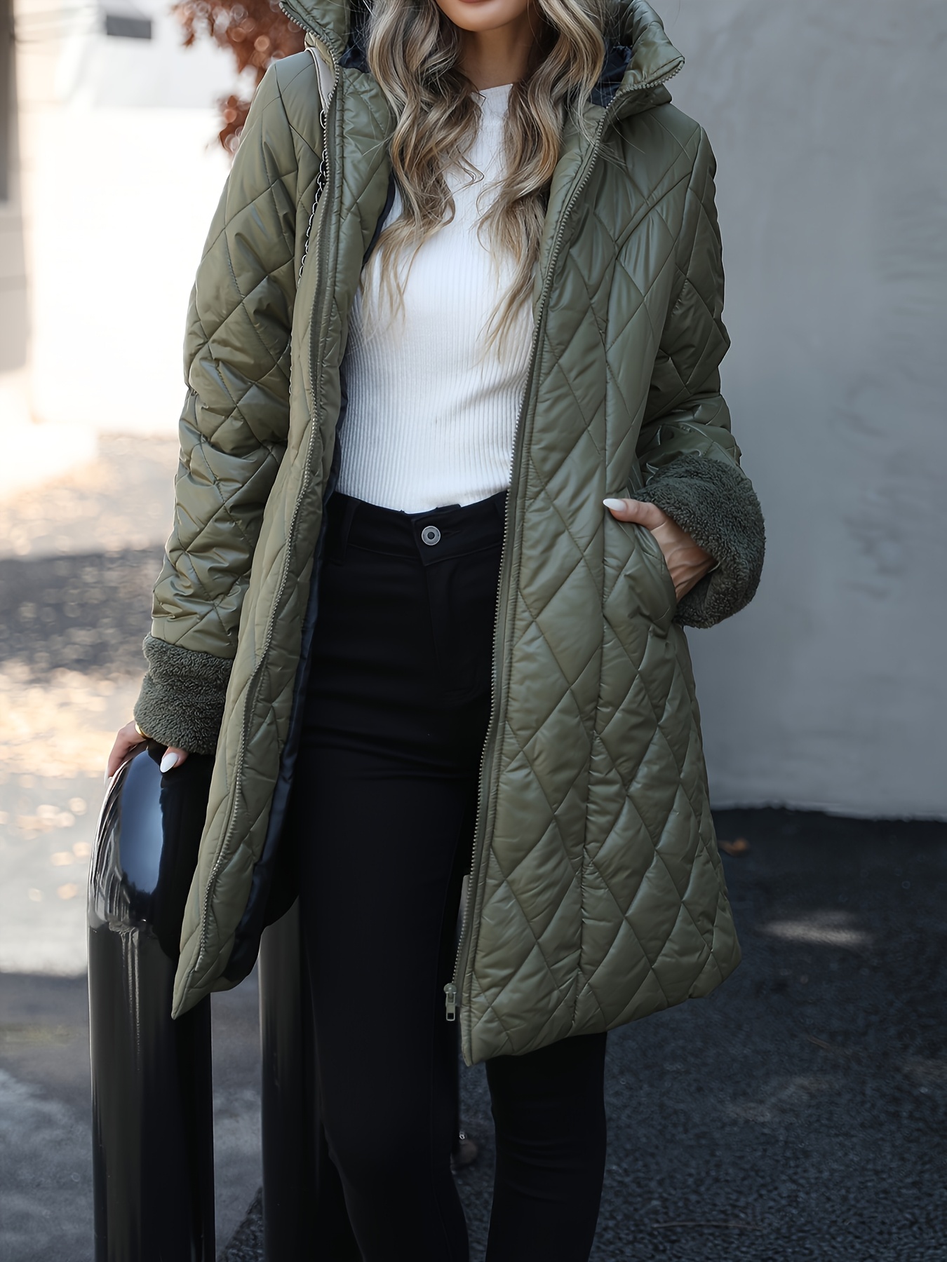 felpa cappuccio e cerniera trapuntato e Temu Switzerland