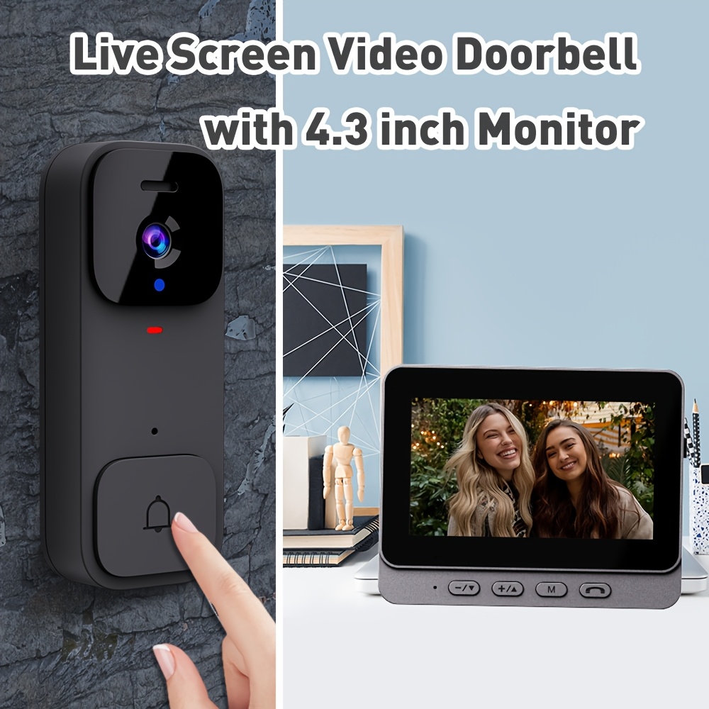 

1 Set, X7 Video Doorbell With 4.3 Inch Monitor, No Wifi Nor App Needed, Support Video , Night Vision, Tf Card Storage, Auto Capture, Friendly Use For