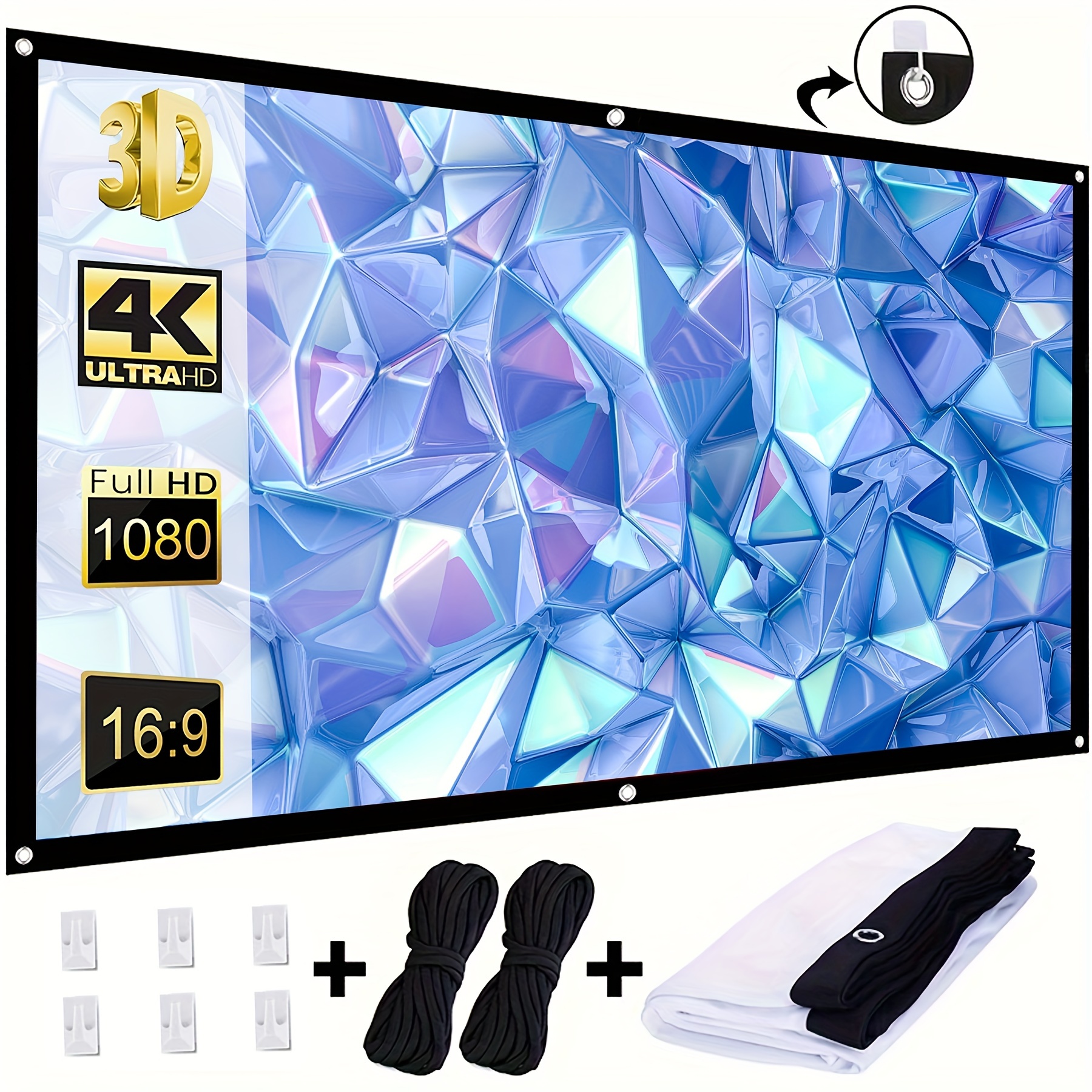 

72-inch Projection Screen 4k 16:9 Foldable Anti-wrinkle Portable Projector Movie Screen, Suitable For Home Theater Outdoor Indoor, Supports Double-sided Projection Home, Party, Office, Classroom