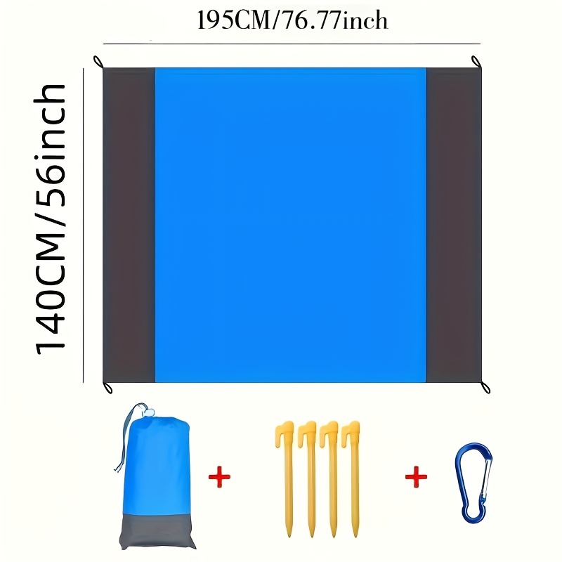 TEMU 1pc Family Size Sand-free Beach Blanket, Extra Large Portable Waterproof Picnic Mat, Foldable Camping Ground Mat For Beach Travel, Camping &