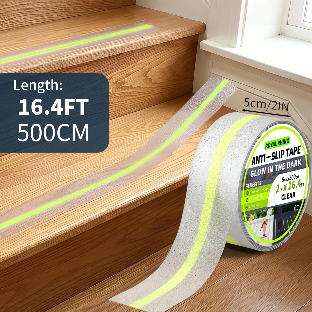 Image of Heavy Duty -the-dark Anti-slip Handmade Tape, Peva Material Durable And Weather-resistant, Enhance , Suitable For Indoor And Outdoor Stairs, Skateboards, Decks, Nighttime Safety