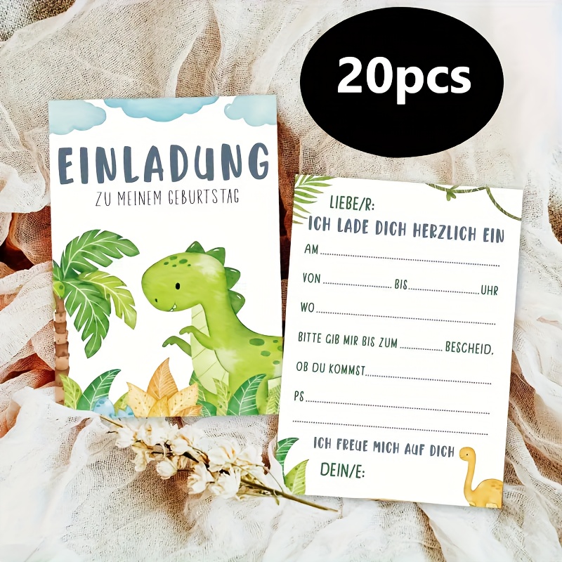 E-shop 20 Stück - Grüne Dinosaurier-Geburtstags-Einladungen, Feiern für Freunde Klassenkameraden, Abschlussfeiern & besondere Anlässe,