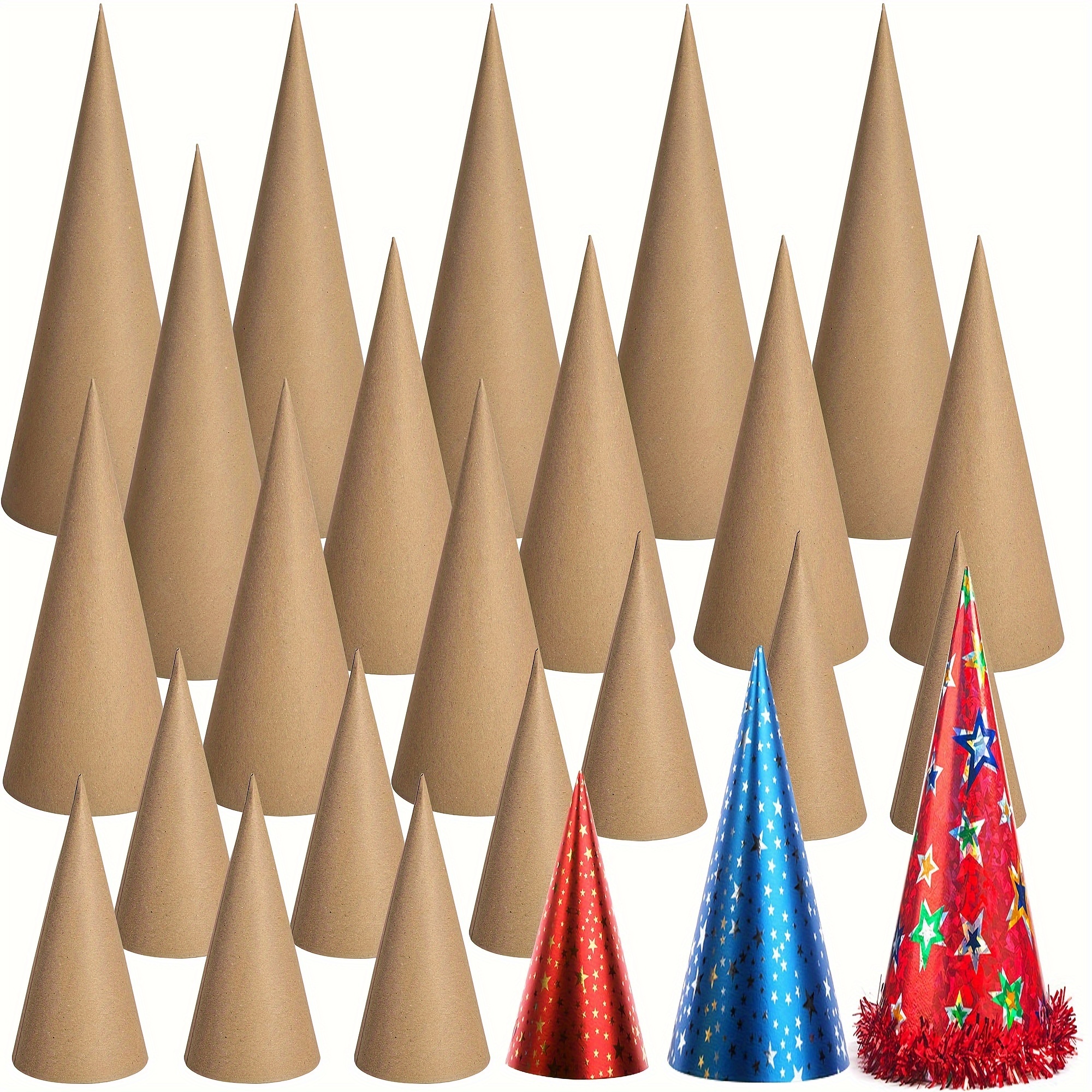 

22pcs Thick Christmas Paper Cones, 3 Sizes Thick Cardboard Craft Cones, Open Bottom Cone For Christmas Tree Gnomes Decorations Diy Art Crafts