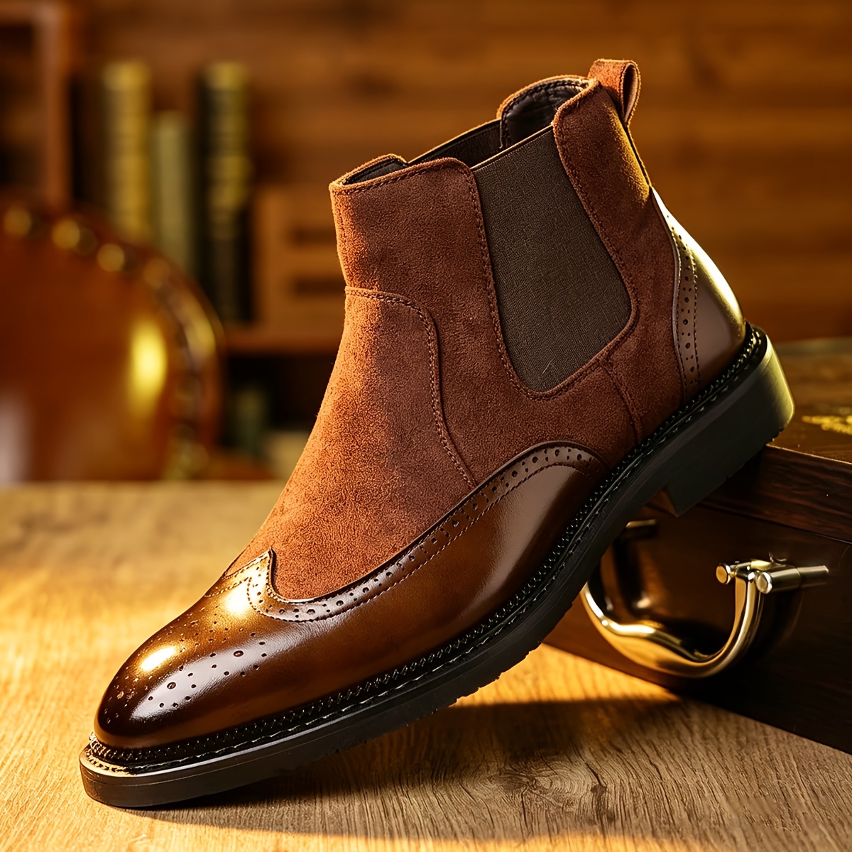 mens leather ankle boots sold on Temu United States