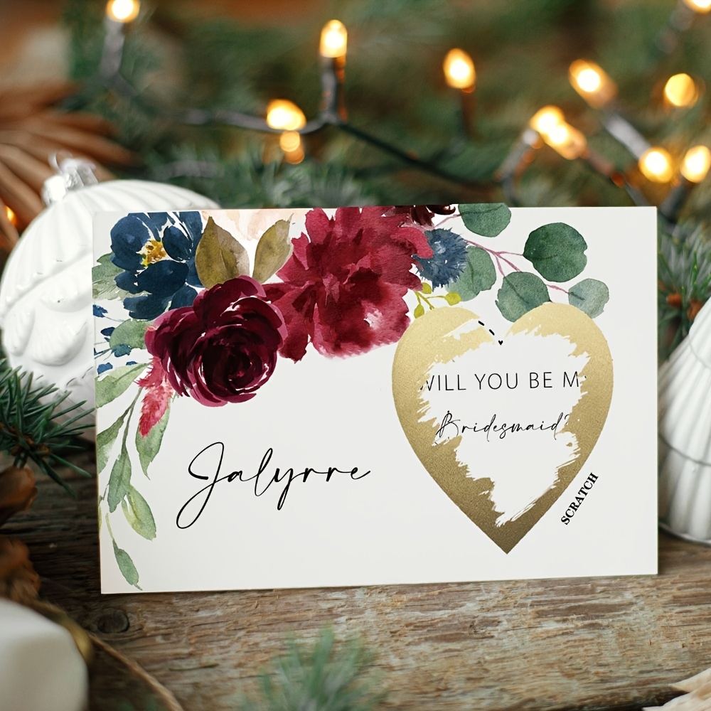 TEMU Personalized Bridesmaid Proposal Card - Custom Name & Date/location - Will You Be My Bridesmaid/maid Of - Boho Chic/modern Minimalist/elegant