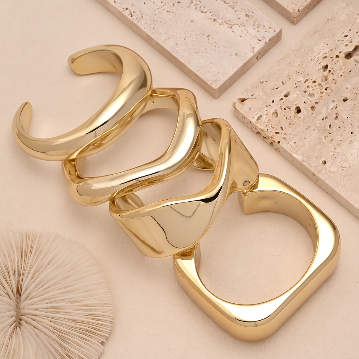 4pc Geometric Bracelet Set for Daily Life and Parties