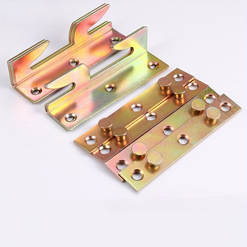 E-shop 4 Sets Hochwertige Bettgeländer-Zubehörteile, Rillenloses Design mit Schrauben inklusive – Metallhalterungen für Rahmen- Trägerverbinder
