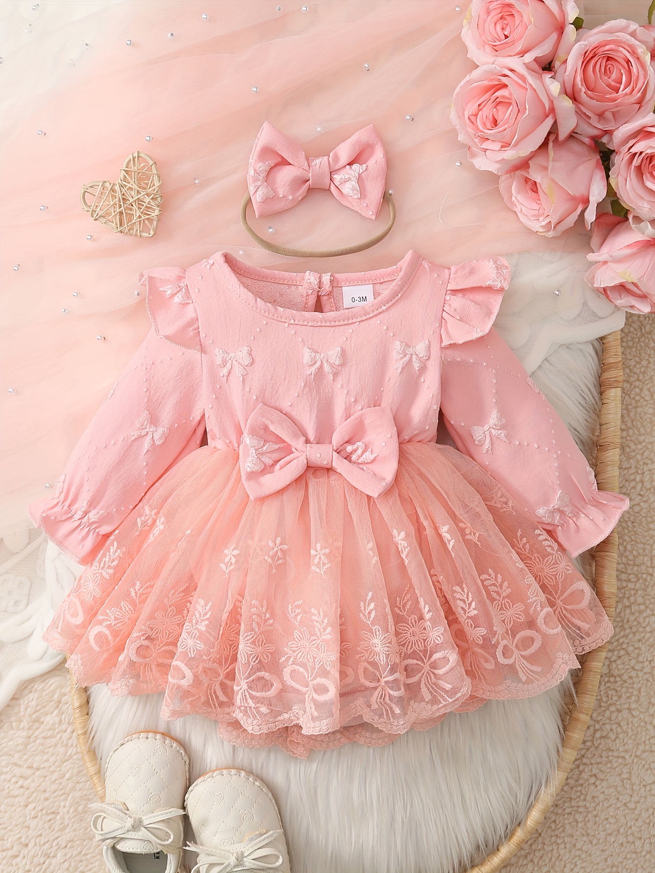 Newborn Baby Girl Bow Dress Set - Sleeveless Lace Tutu Dress With Hat Newborn Baby Girl Bow Dress Set - Sleeveless Lace Tutu Dress With Hat