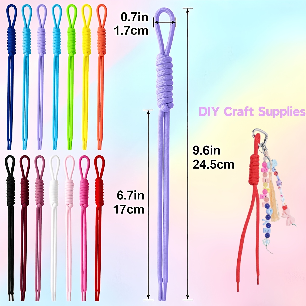 20 Random Colour Paracord Keychains Set