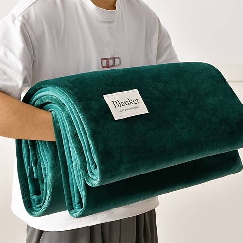 1pc solid color flannel blanket fleece throw double sided useable blanket soft and warm portable blanket suitable for sofa desk bed camping travel multi purpose seasonal gift blanket