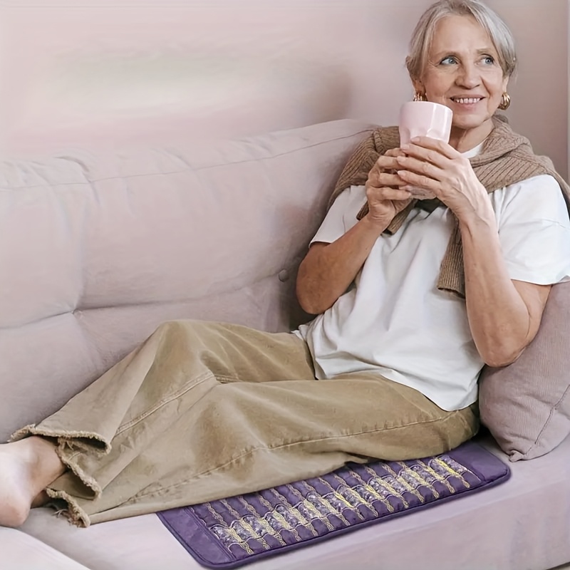 utk 24 x 16 large back heating pad with auto shut off portable storage bag soft light beige friendly fabric purple for yoga meditation home use thoughtful gift for parents back heating pad for back meditation accessory elegant design   material Product details 2