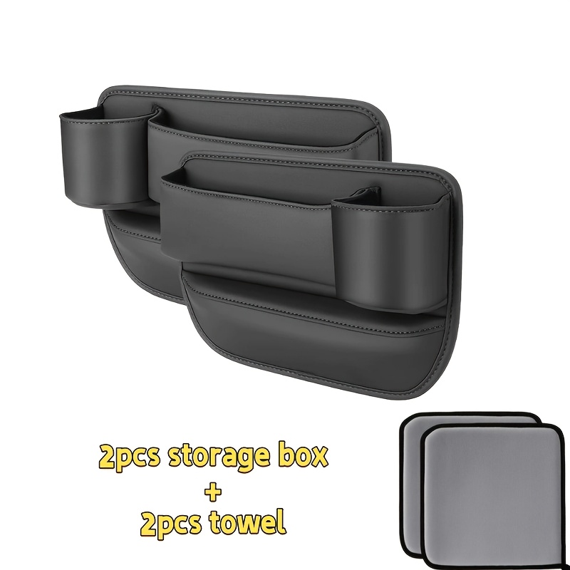 TEMU 1pc Storage Box+1pc Towel/2pcs Storage Box+2pcs File/ Car Seat Organizer Storage Box Pocket Multifunction Universal Wallet Keys Card Auto
