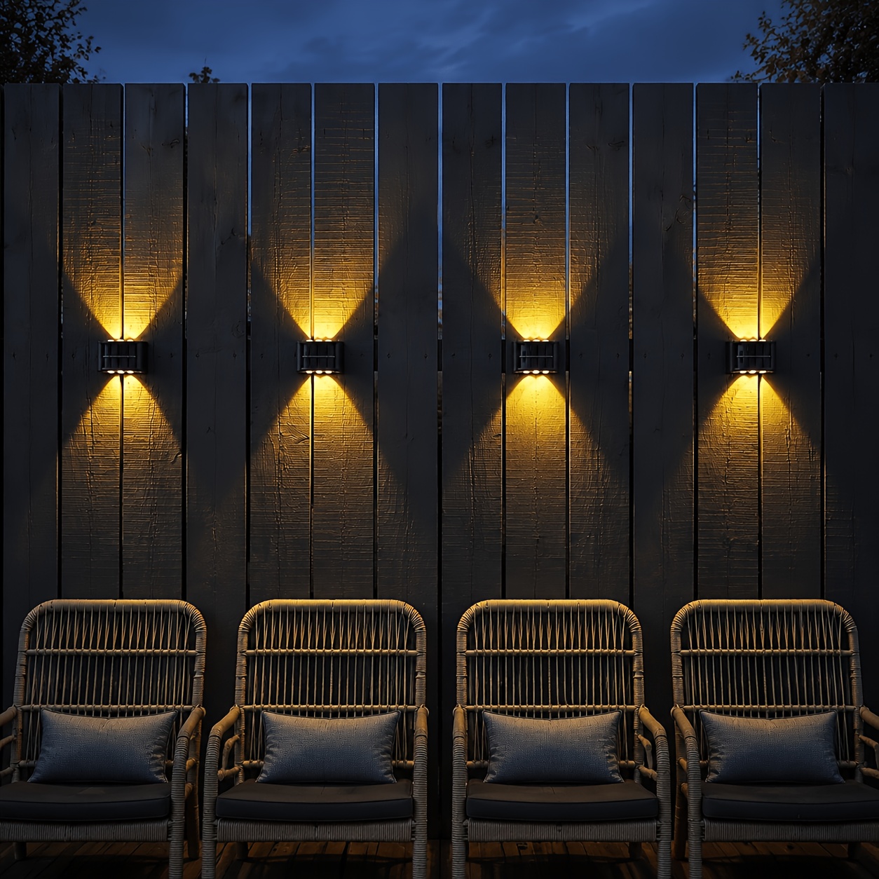 TEMU Lumière solaire d'extérieur 6 LED [Capteur intelligent - Détection de lumière] Applique murale rechargeable [Lot de 4] avec kit de vis et bandes