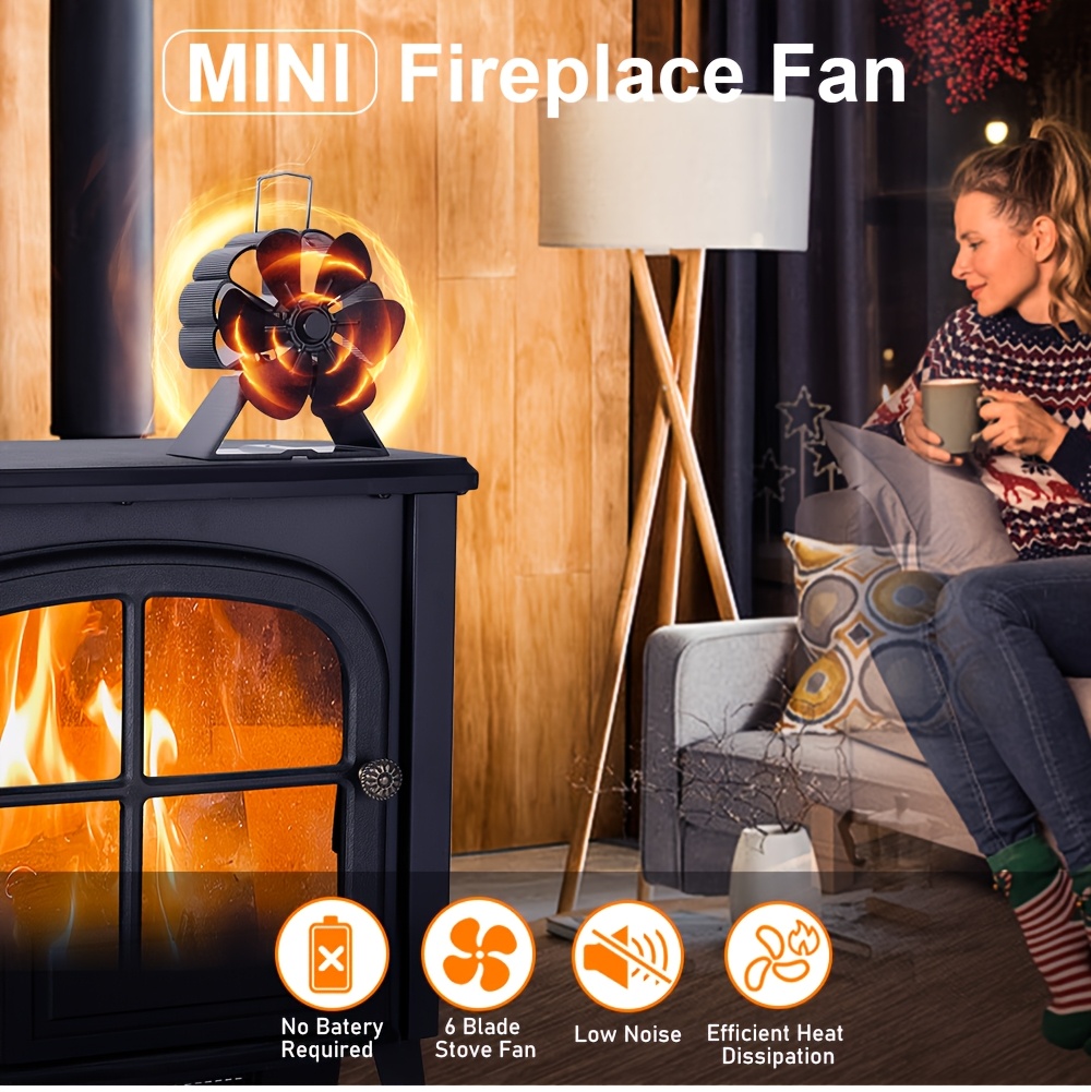 black standing mini fireplace fan suitable for indoor and outdoor use details 0