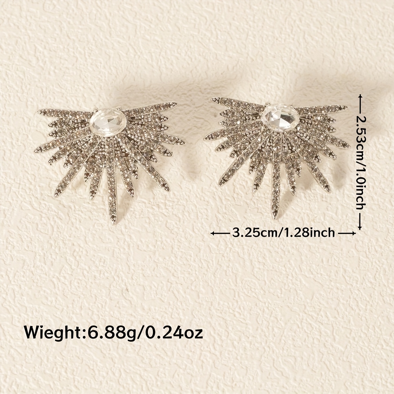 A Pair of Dazzling Wing-Shaped Earrings Adorned with Rhinestones, Perfect for Women. These Elegant And Distinctive Bridal Earrings Are Trendy, Lightweight Statement Pieces Ideal for Proms And Parties