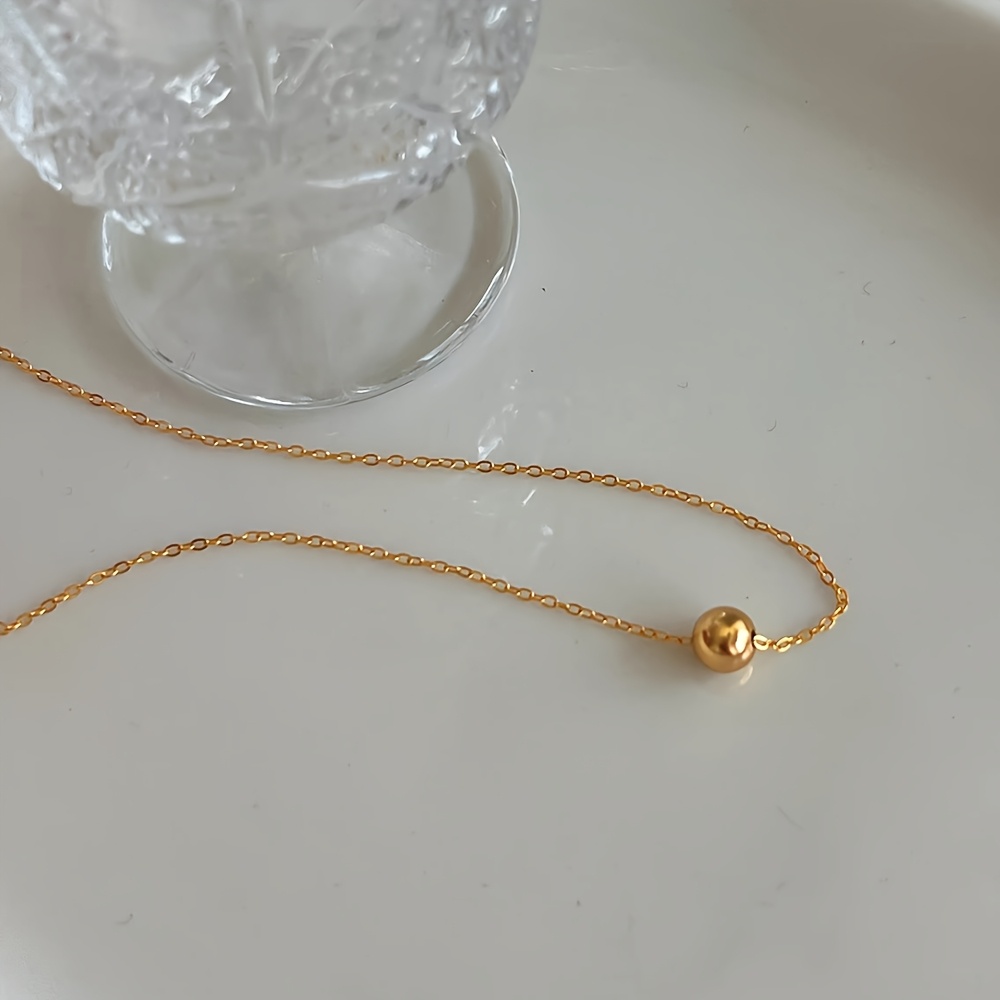 1 Simple Stainless Steel Ball Pendant Necklace, Women's Daily Layering Accessory Gift