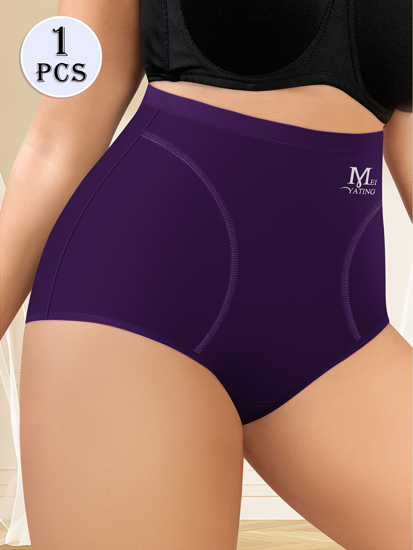 MIOTAN High-Waist Tummy Control Shapewear Panties for Women, Plus Size, Seamless, Comfort Fit, Butt Lifting, Breathable Polyester Blend, Black, Plus Size Panties