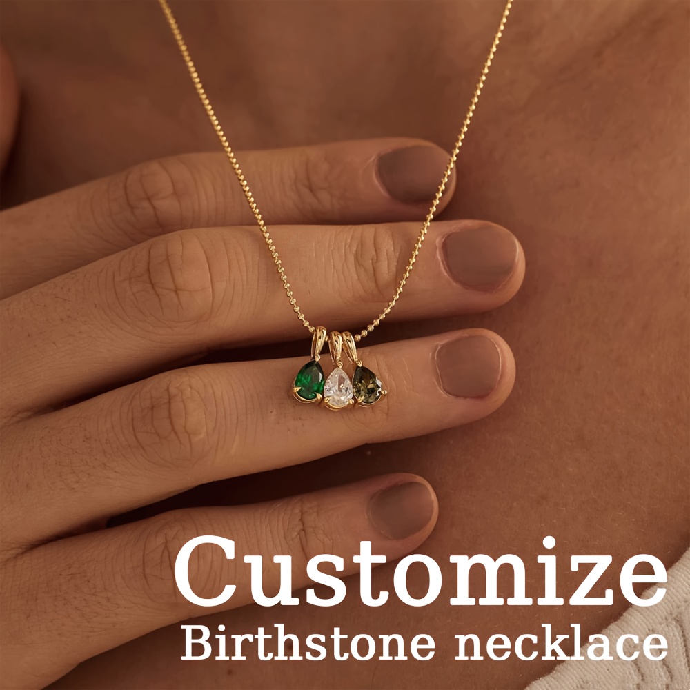 1pc customized birthstone necklace     birthstones 18k gold plated necklace customization content enter   in arabic   a gift for her a gift for mom a gift for girlfriend christmas gift valentine s day gift anniversary gift simple elegant fashion pendant necklace details 0