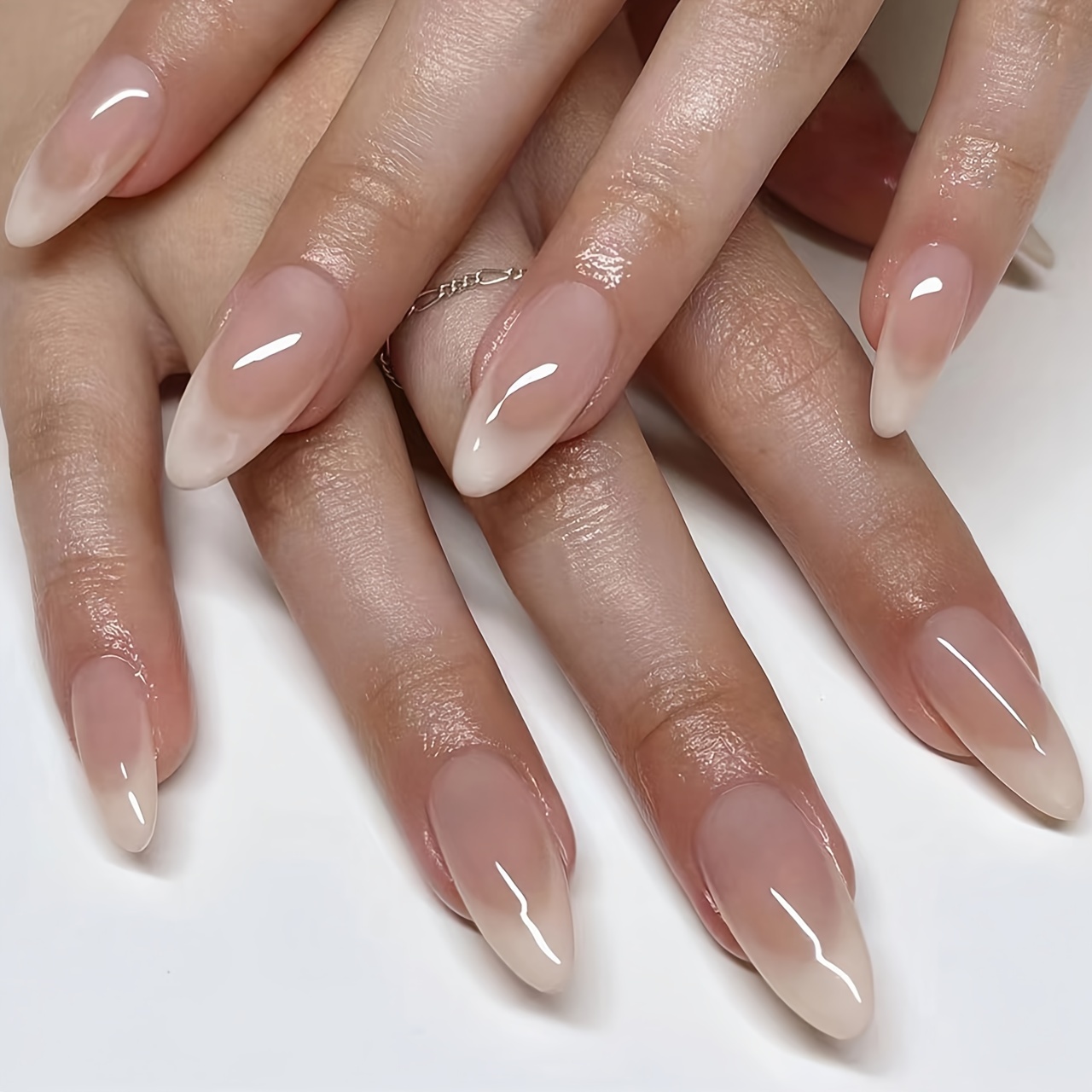 

[customer ] Chic French Nude Press-on Nails For Women - Medium Shape, , Solid Color Fake Nails Kit