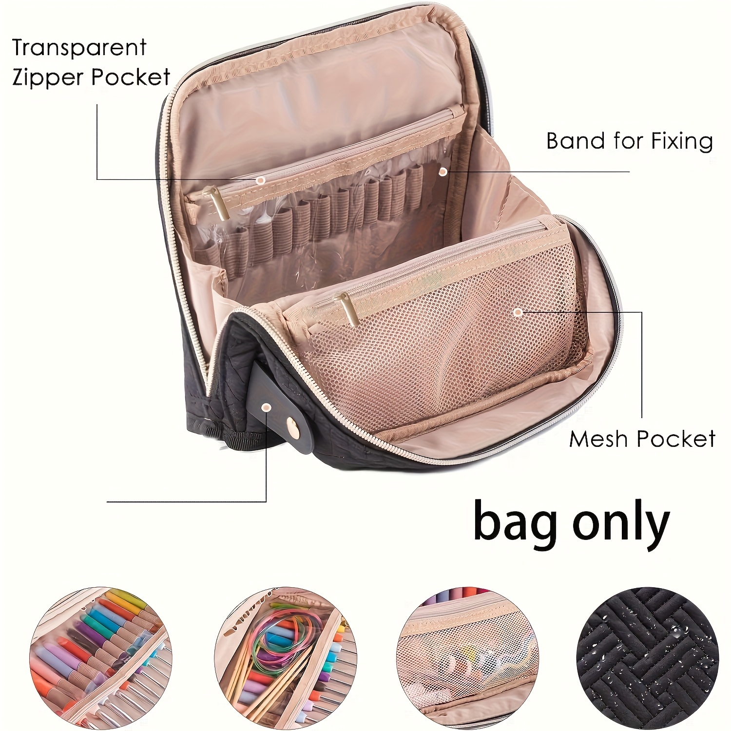 estuche acolchado vacío para ganchos de crochet - estuche organizador de ganchos de crochet de pie - soporte para ganchos de crochet para suministros de   y crochet, agujas de crochet, adiciones de crochet y regalos de  