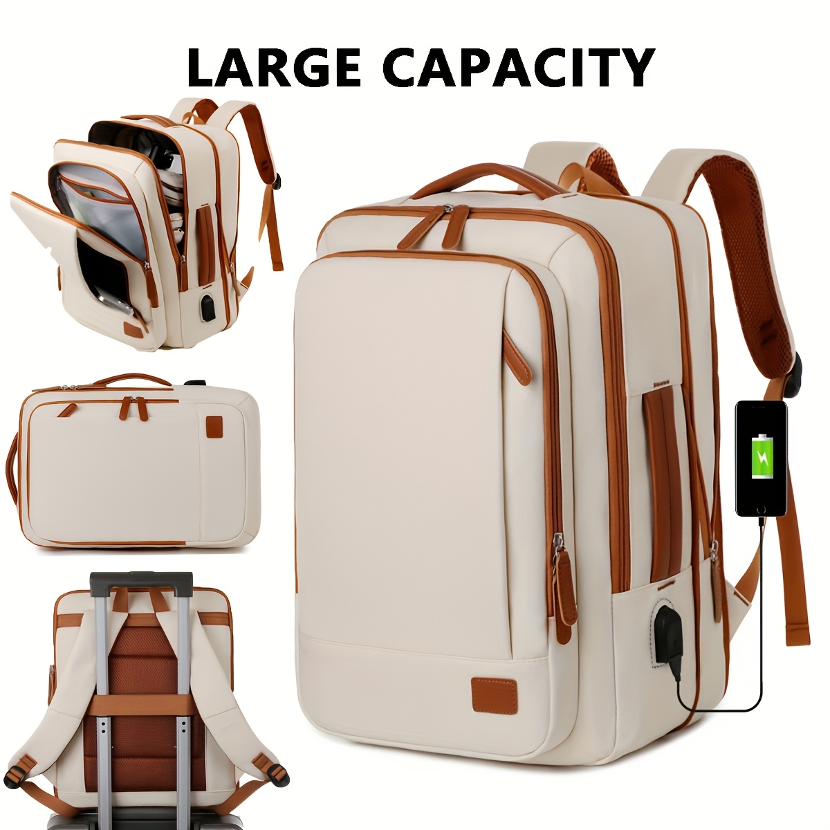 womens backpack 1pc fashionable color block large capacity school bag for men and women casual travel backpack with wet dry   height 17 3 inches length 12 6 inches width 7 inches