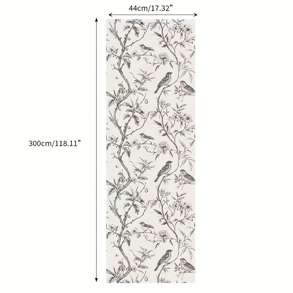 TEMU 1 Roll Black And Floral Vintage Peel And Stick Wallpaper, Thick Aluminum Foil Back Removable Pvc Contact Paper, Waterproof Oil-proof For Bedroom