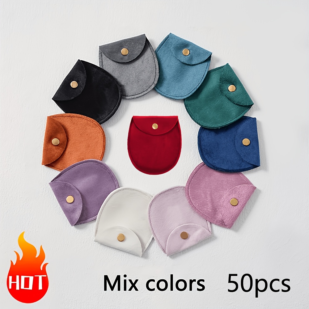 50pcs Velvet Jewelry Packaging Bag Soft Double Sided Velvet Gift Bag Ring Earrings Bracelet Necklace Storage Bag Wedding Guest Candy Bag