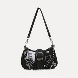 handheld shoulder bag cowboy underarm bag fashion splicing chain trendy commuter bag for women