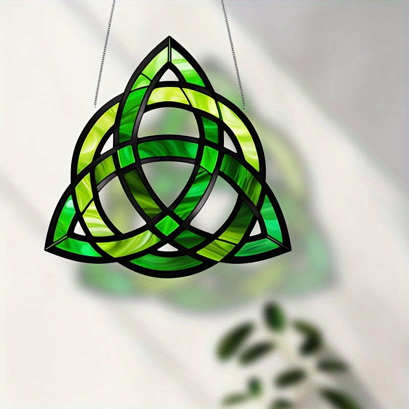 

Green Knot Sun - 8"x8" Stained Acrylic, 's Day & Irish Decor, Ideal For Home, Office, Garden, Patio, Porch - No Battery Needed