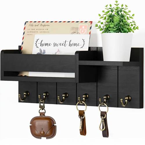 Wall-Mounted Key Holder - Mail Organizer And Key Rack with Tray, Used for Corridor, Kitchen, And Farmhouse Decor, Living Room Decoration, Wall Key Hooks