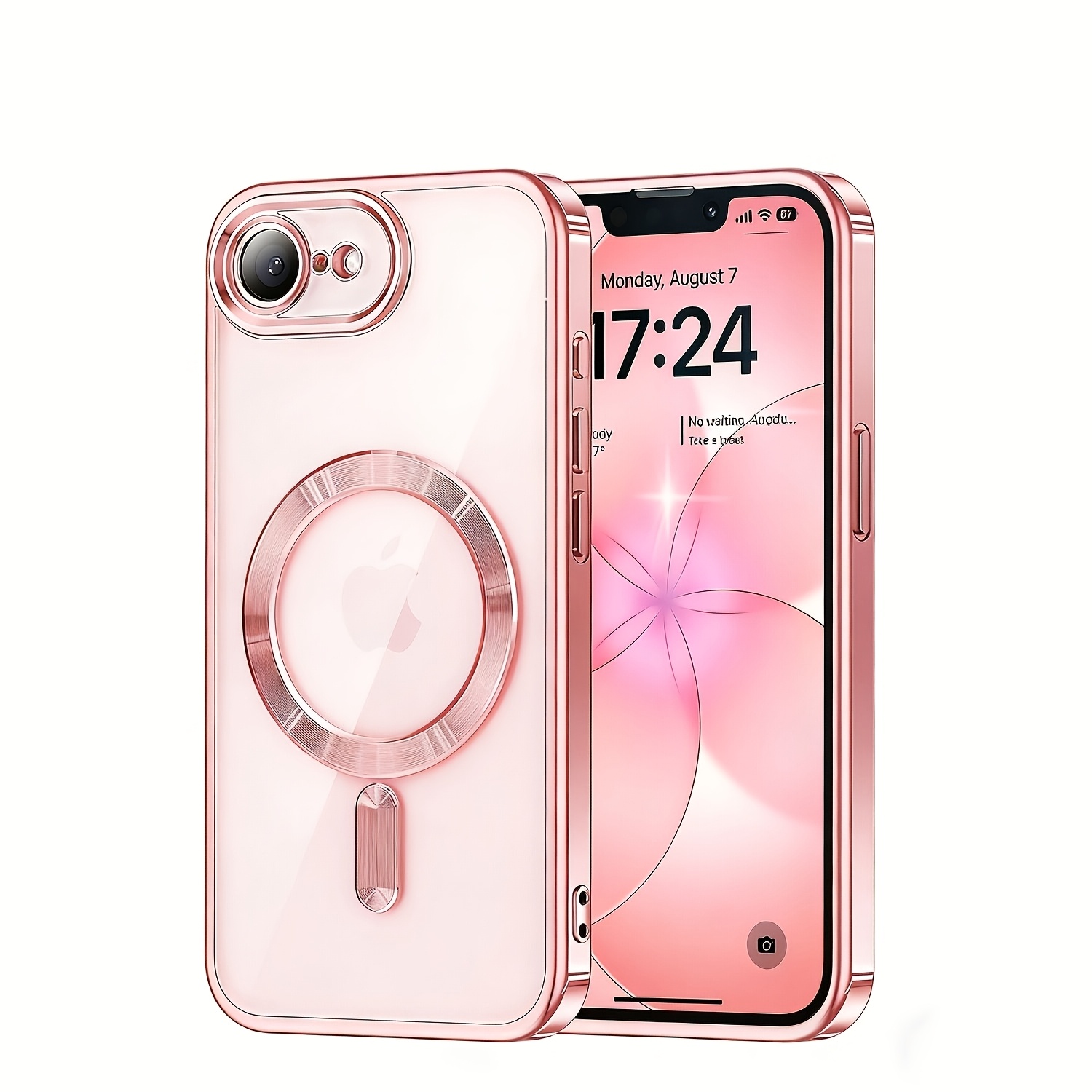 TEMU Coque de téléphone - Coque de téléphone transparente électroplaquée de luxe, couverture de protection antichoc magnétique avec protection de la