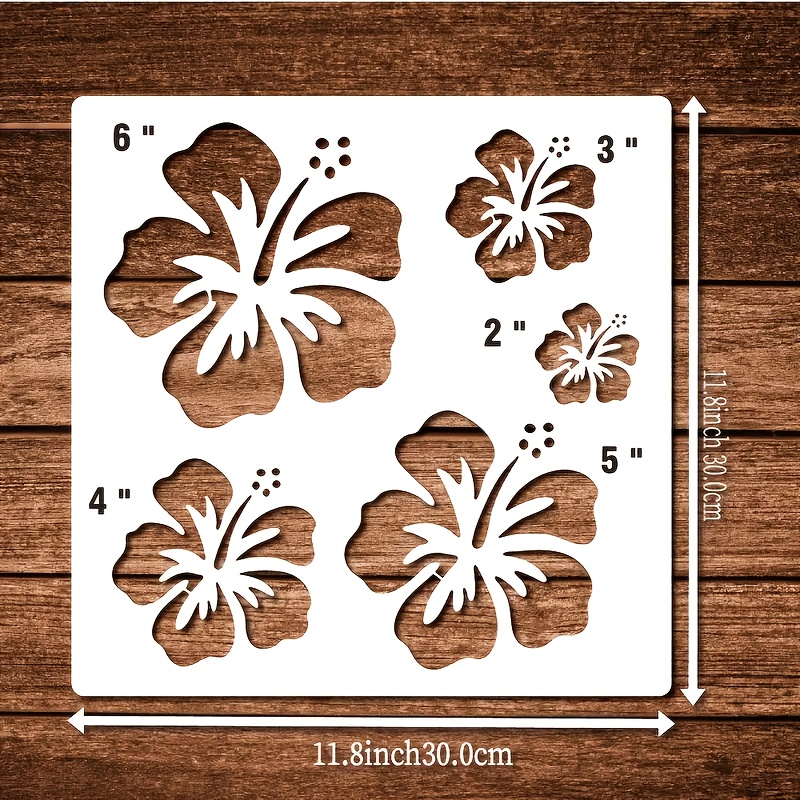 E-shop Eine wiederverwendbare Blumen-Musterplatte aus Kunststoff in Form Hibiskus, geeignet für Projekte auf Holz, Böden, Wänden, Fliesen, Leinwand,