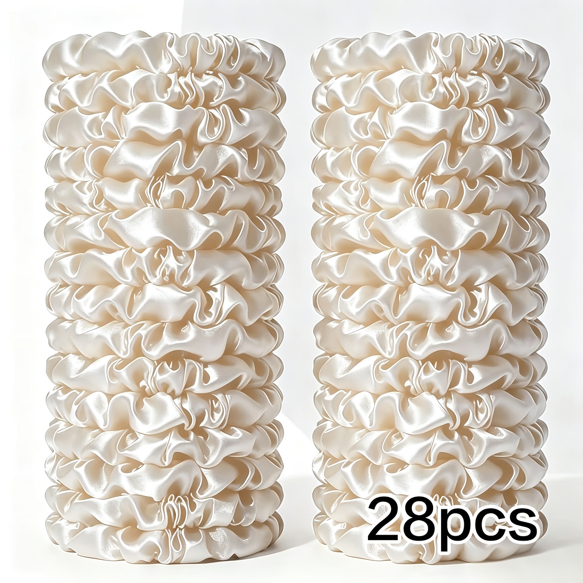 TEMU 28pcs Satin Hair Tie Set, Hair Bands, Soft And Hair-friendly Ponytail Holders, Unisex Women's Hair Accessories, Suitable For Daily Wear,