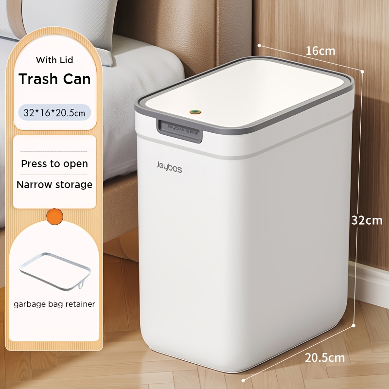 E-shop Joybos 9L Wandmontierter Mülleimer mit Druckknopfdeckel | Platzsparende, geruchsversiegelter, moderne, rechteckige Abfalleimer, gebürsteter
