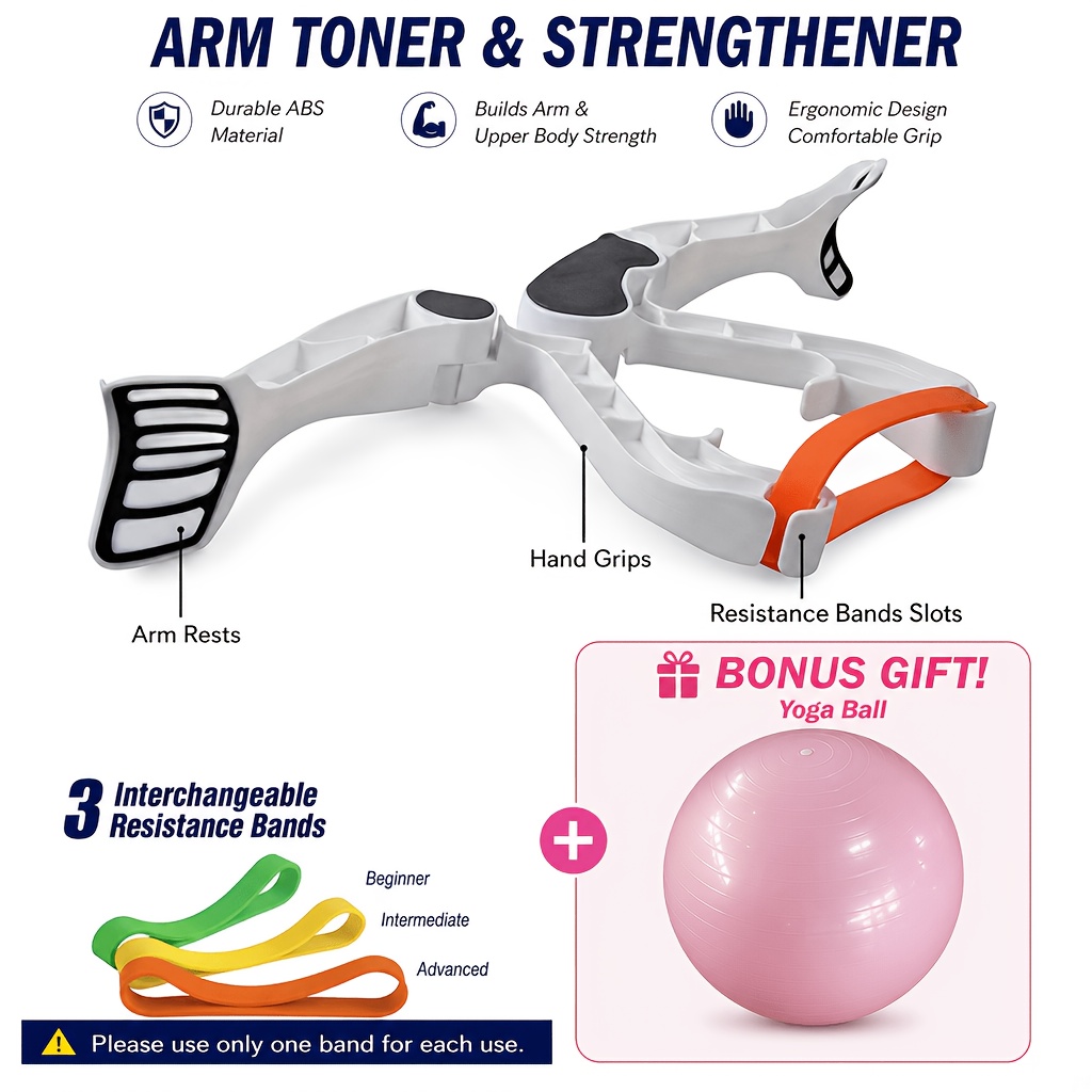 TEMU 2pcs Set Of Durable Abs Arm Exercise Equipment + Yoga Ball -perfect For Effective Weight Loss And Muscle Building, Biceps, Triceps, Shoulders,