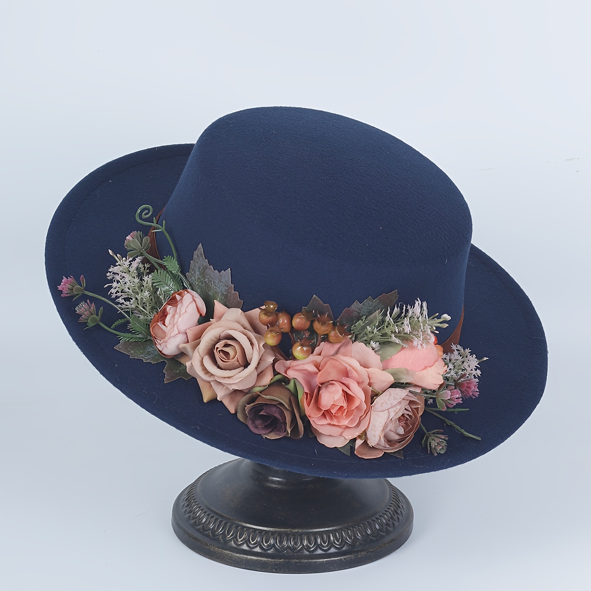 floral elegant vintage inspired womens fedora floral - Temu  display picture 3