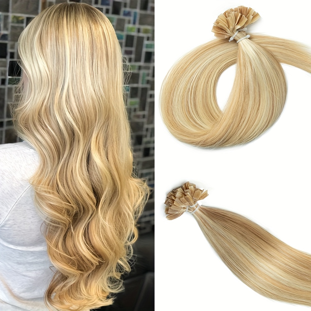 K Tip Hair Extensions Human Hair Straight Black Balayage Blonde Brown Keratin Tip Hot Fusion Human Hair Machine Nail Tips Hair Extensions
