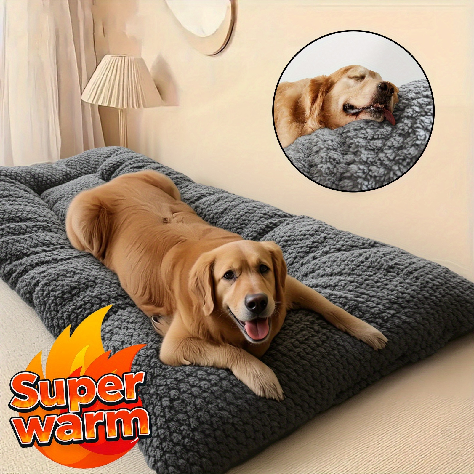 Alfombrilla Lavable a Prueba de * para Jaula de Mascotas, Cama para Perros  y Gatos, Cama Rectangular Extra * para Perros Pequeños, Medianos y * - Cama  para Perros con Almohada Reversible, Cama ..., image size:1600x1600