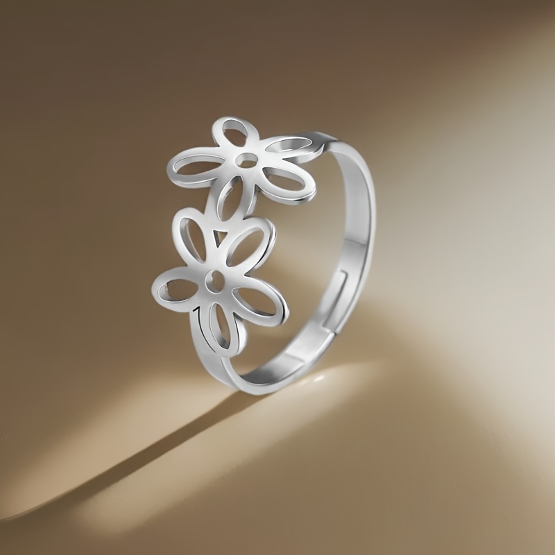 Vintage Butterfly Flower Adjustable Open Ring, Exquisite Gift