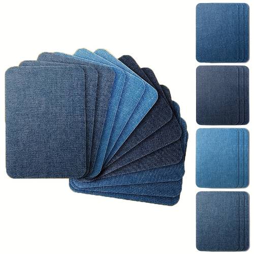 12-teiliges denim bügelpatches innen & außen stärkste serie reparatur- dekorationsset