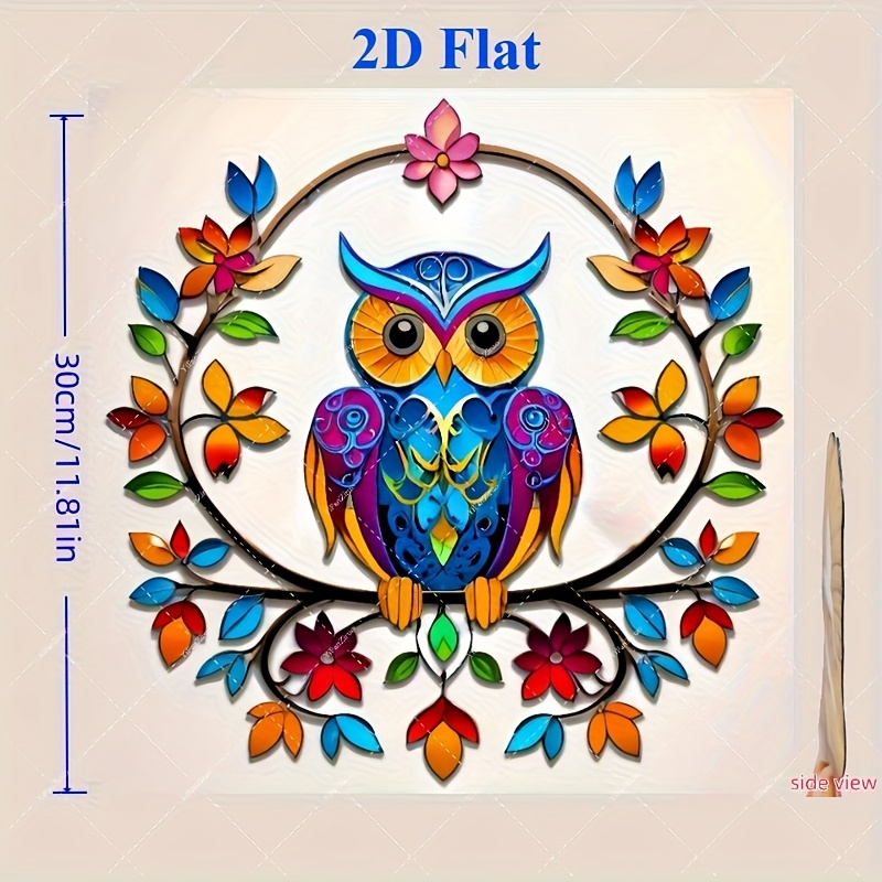 E-shop 2D Flach, ., Wanddeko im Bohemian-Stil mit Metall-Eule - Terrasse - Garten, Hof, Wohnzimmer und Schlafzimmer, Outdoor-Zäunendekoration -